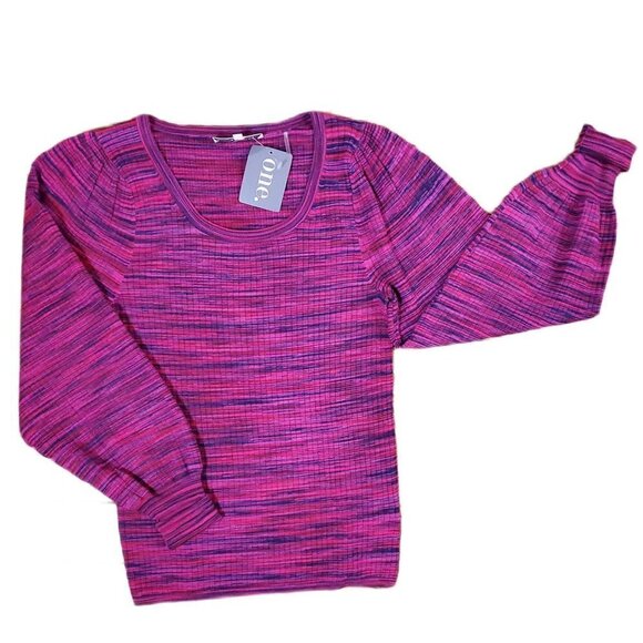 White + Warren Long Sleeve Crew Neck Magenta Sweater - Picture 1 of 10